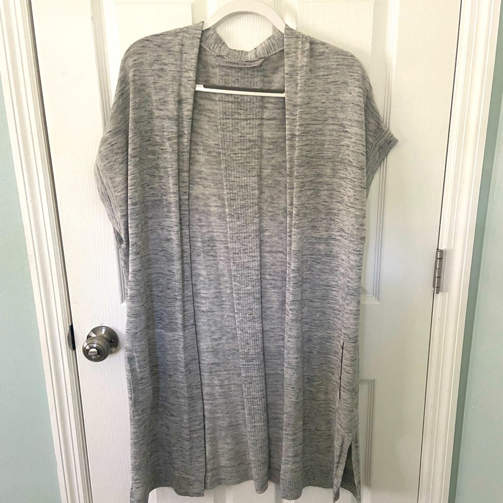Athleta Heather Grey Long Cardigan